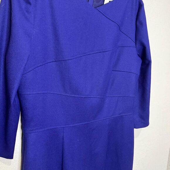 BOSS Dress Womens US 6 Blue Dripera Sheath Three Quarter Sleeve Knee Length Work - Picture 6 of 11